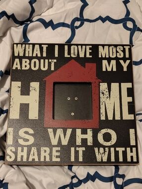 Decorative 'What I Love Most About My Home' Square Picture Frame - Black & Red